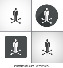 Businessman at the crossroads icons. Set elements for design. Vector illustration