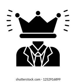 Businessman with crown head vector, solid design icon