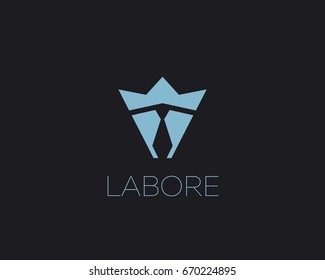 Businessman crown vector logotype. Royal company logo