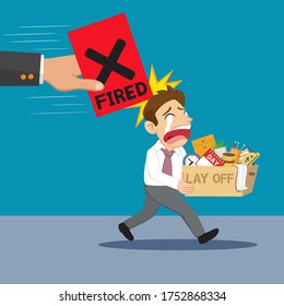 Businessman Crying With Employer Fired From Job, illustration vector cartoon