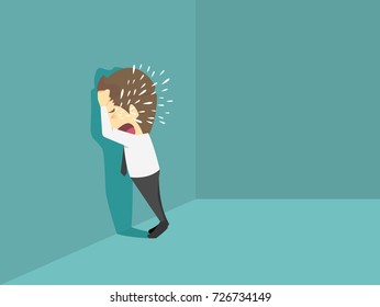 Businessman Crying Sad.Cartoon Of Business Success Is The Concept Of The Man Characters Business, The Mood Of People, Can Be Used As A Background, Banner, Infographics. Illustration Vector