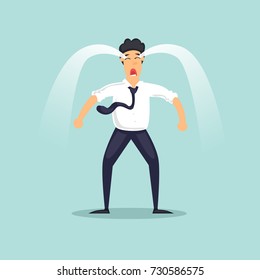 Businessman is crying. Trouble, emotions, failure. Flat design vector illustration.