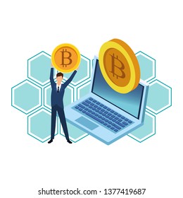 businessman with cryptocurrency