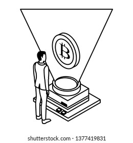 businessman with cryptocurrency black and white