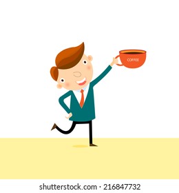 businessman with cup of coffee,vector,illustrator.