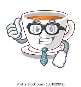 Businessman cup mint tea the shape mascot