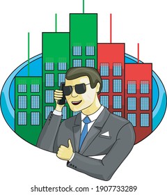 Businessman and currency pair chart