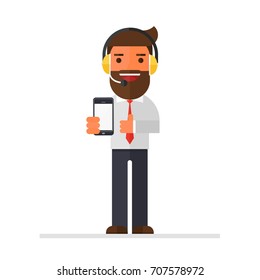 Businessman or CUSTOMER SERVICE holding smart phone