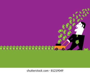 businessman cut the money grass