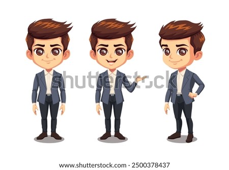 Businessman Cute chibi character design in different poses set vector illustration by Agustian rexy