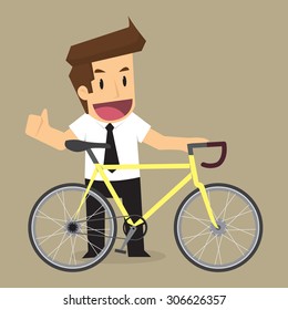 businessman cycling for health and energy saving. vector