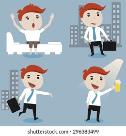 Businessman daily routine,vector illustration