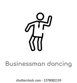businessman dancing vector line icon. Simple element illustration. businessman dancing outline icon from people concept. Can be used for web and mobile