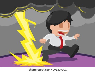 Businessman Danger Running Lightning Scared vector