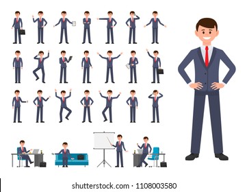 Businessman Dark Blue Suit Cartoon Character Stock Vector (Royalty Free ...