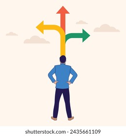 Businessman Decision to Choose Which Direction Illustration