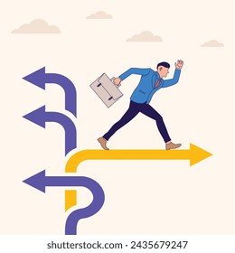Businessman Decision to Choose Which Direction Illustration