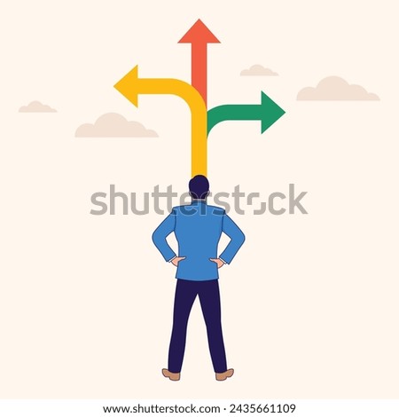Businessman Decision to Choose Which Direction Illustration