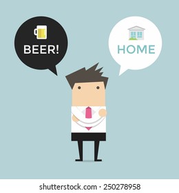 Businessman decision for friday night