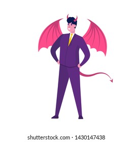 Businessman in  demon suit. Vector character illustration