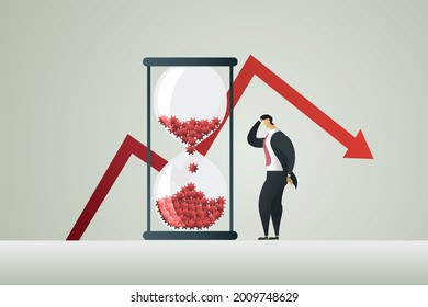 Depresión de los empresarios y pérdida de beneficios, crisis y pérdidas financieras en el mercado comercial. vector de ilustración