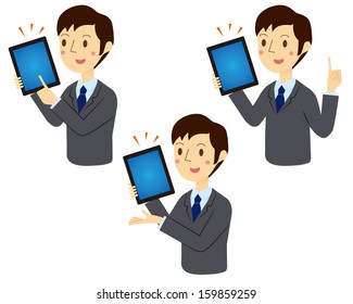 Businessman described in tablet devices