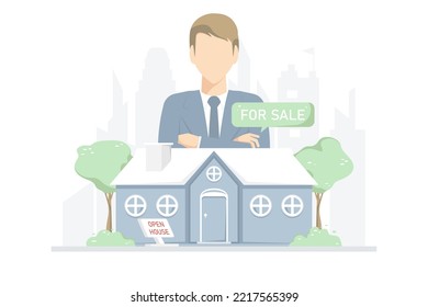 Businessman design, Housing sales broker for personal residence, Digital marketing illustration.