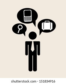 businessman design  over pink background vector illustration