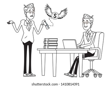 businessman in a desk with computer and books vector illustration graphic design