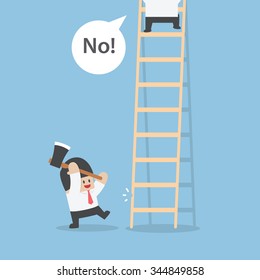 Businessman destroy ladder of his rival by axe, VECTOR, EPS10