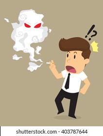 businessman and the devil cigarette smoke. vectot