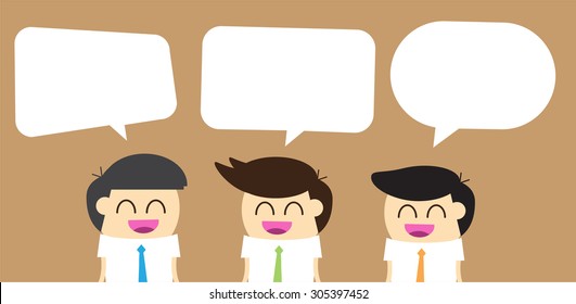 Businessman with dialog speech bubbles. vector
