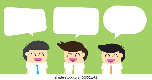 Businessman with dialog speech bubbles. vector