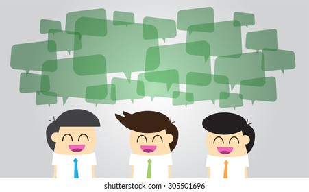 Businessman with dialog speech bubbles. vector