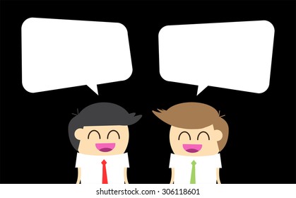 Businessman with dialog speech bubbles. vector