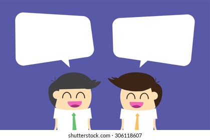 Businessman with dialog speech bubbles. vector