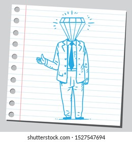 Businessman with diamomd instead of his head.