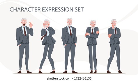 Businessman in different emotions and expressions. Busines person in casual office look.