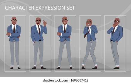 Businessman in different emotions and expressions. Businessperson in casual office look. Stylish men