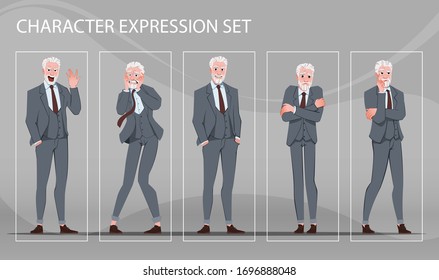 Businessman in different emotions and expressions. Businessperson in casual office look. Stylish men