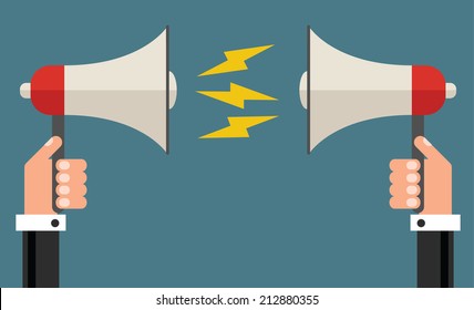 Businessman with different opinions concept, flat design vector illustration