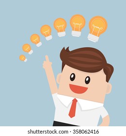 Businessman with different sizes of idea