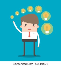 Businessman with different sizes of idea