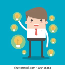 Businessman with different sizes of idea