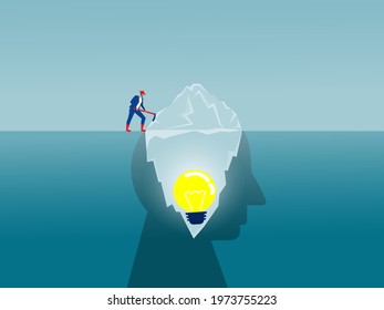 Businessman  dig on iceberg conscious mind idea concept vector illustrator.