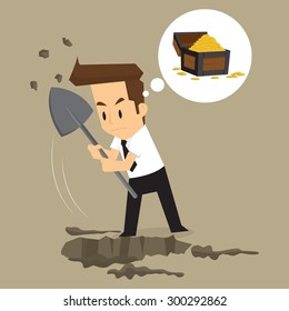 businessman dig for treasure. vector