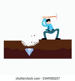 a businessman digging a diamond