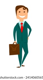 Businessman with diplomat. hand drawing. Not AI, Vector illustration