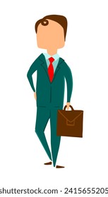 Businessman with diplomat. hand drawing. Not AI, Vector illustration