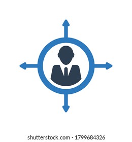 Businessman direction choice icon decision symbol